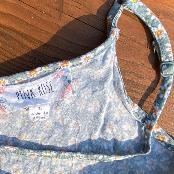 Pink Rose Blue/ Green Floral Dress | SIZE: US L - Picture 4 of 10